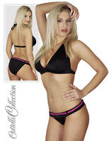 Set bikini negru cu roz L