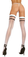 E.L. Cuban Heel Thigh High white/blk S-L