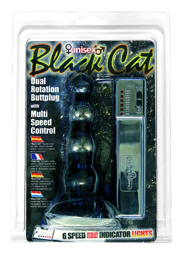 Black Cat Butt Plug with Ball Vibr  17cm